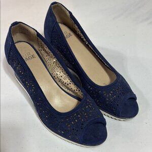 Navy Peep-Toe Women Shoes